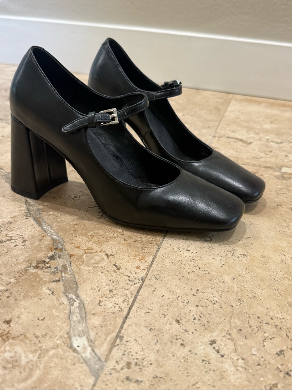 Jeffrey Campbell Black Mary Jane Block Heel Pumps